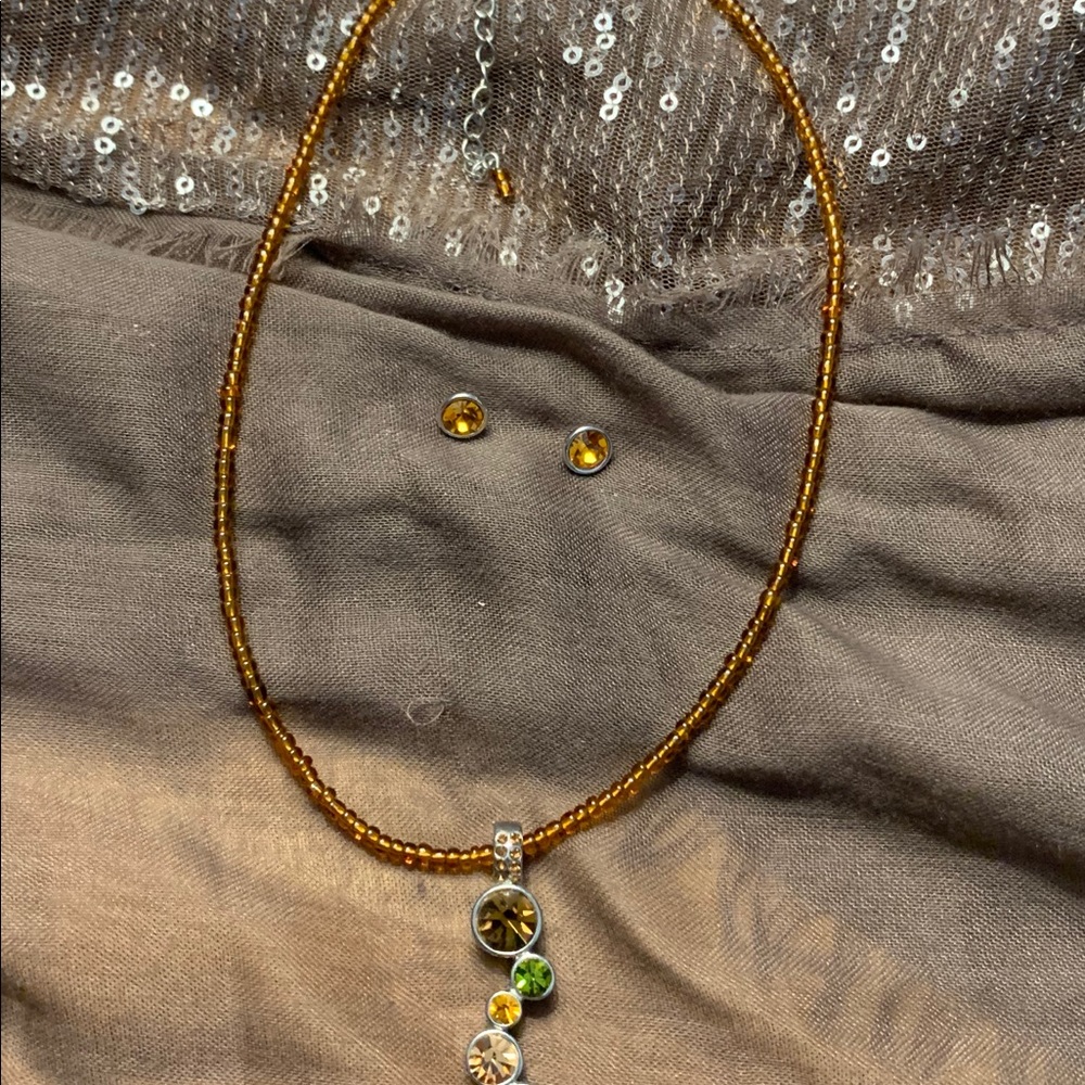 Lia Sophia Rootbeer Float Necklace and Earrings